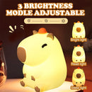Cute Capybara Silicone Night Light – Touch Dimmable USB Rechargeable Bedside Lamp