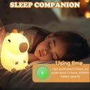Cute Capybara Silicone Night Light – Touch Dimmable USB Rechargeable Bedside Lamp