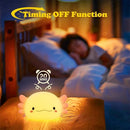 Cute Axolotl Silicone Night Light – USB Rechargeable Touch Lamp for Kids & Nursery