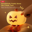Cute Pumpkin Silicone Night Light – Dimmable Bedside Lamp with Timer